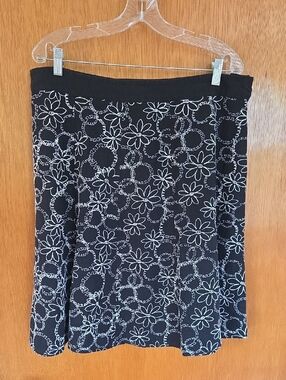 Christopher and Banks  Black Floral A-Line Skirt